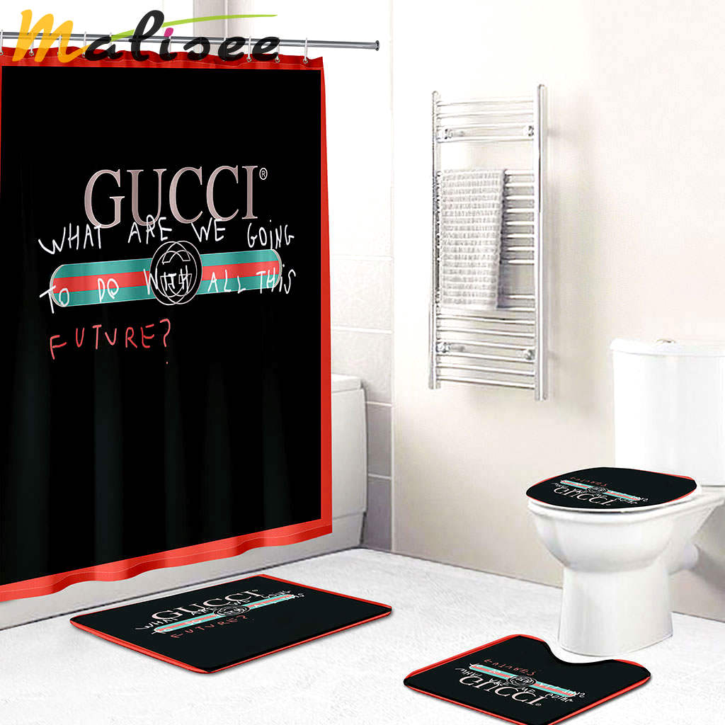 Gucci luxury bath mat sets italy black and red bath mat sets shower curtain 250 Bathroom Set