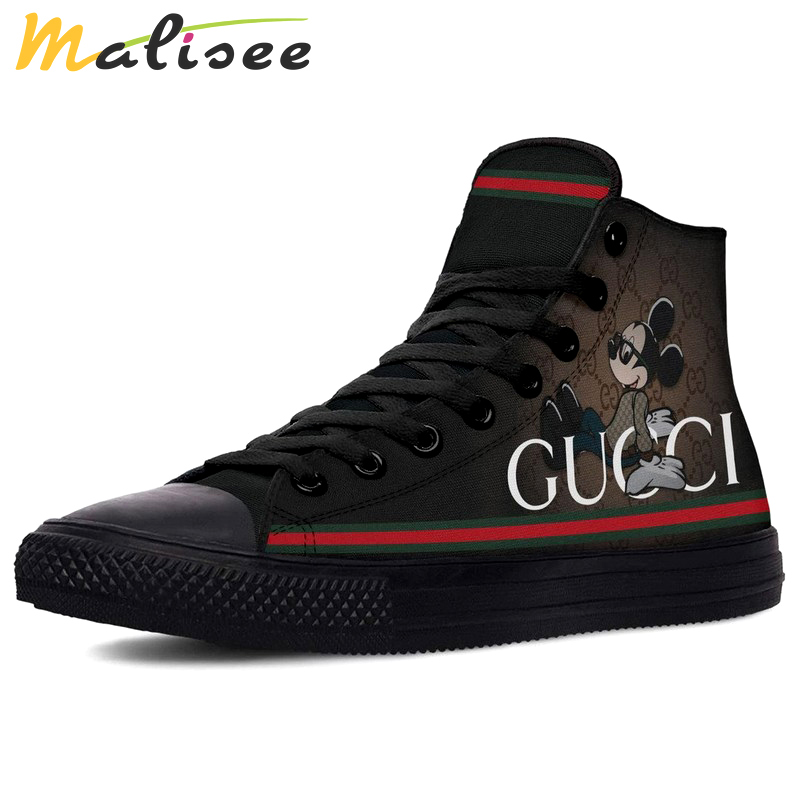 Gucci mickey high top canvas shoes sneakers hot best disney gifts for men women hot 2023 65 High Top Canvas Shoes