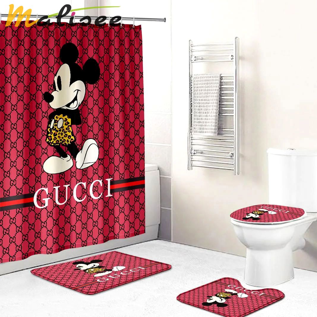 Gucci mickey mouse disney home decor hypebeast bathroom sets bath mat luxury fashion brand Bathroom Set
