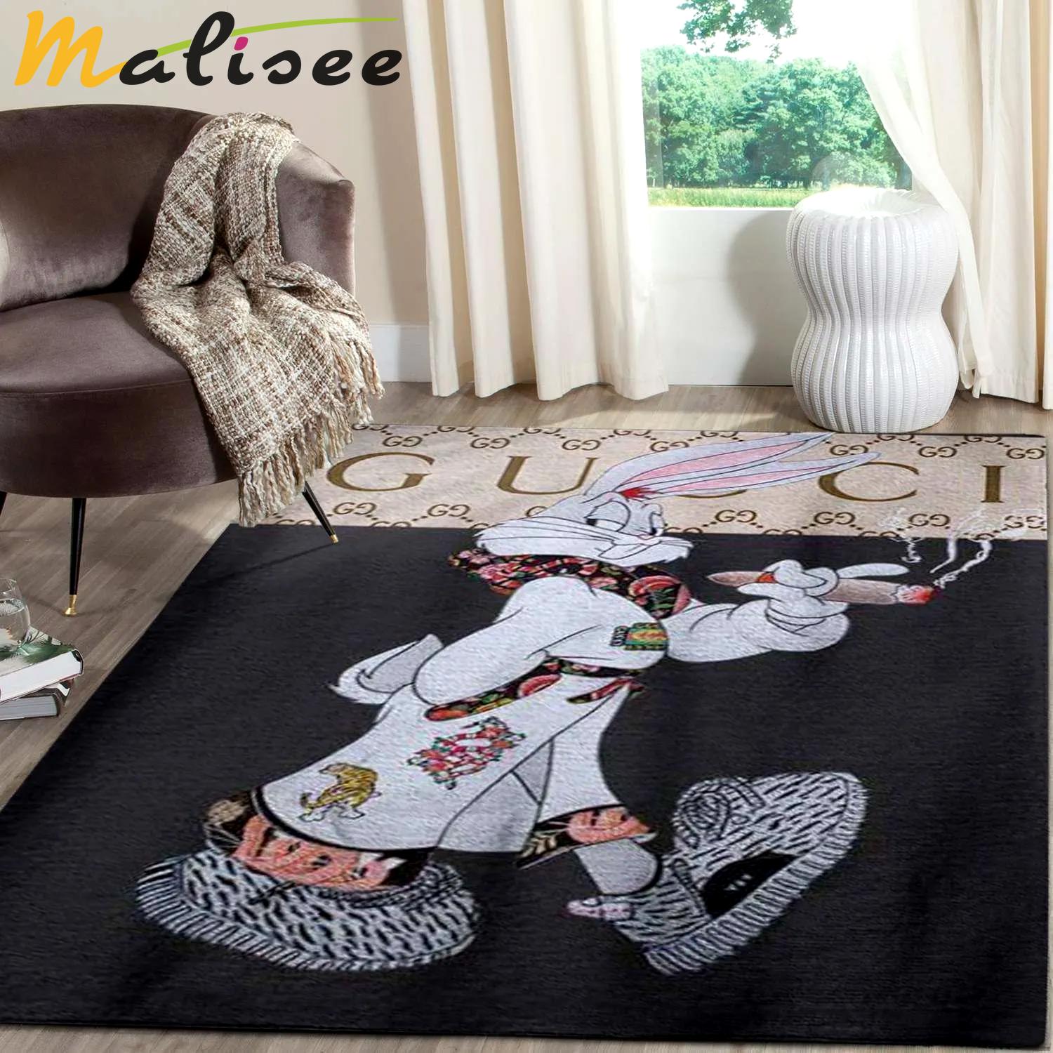 Gucci rabbit logo type 955. Upgrade Your Living Room with Luxury Home Decor: Area Carpets, Floor Decor, Door Mats, and Hot Gift Items with style a High-End Fashion Brand Rectangle Rug