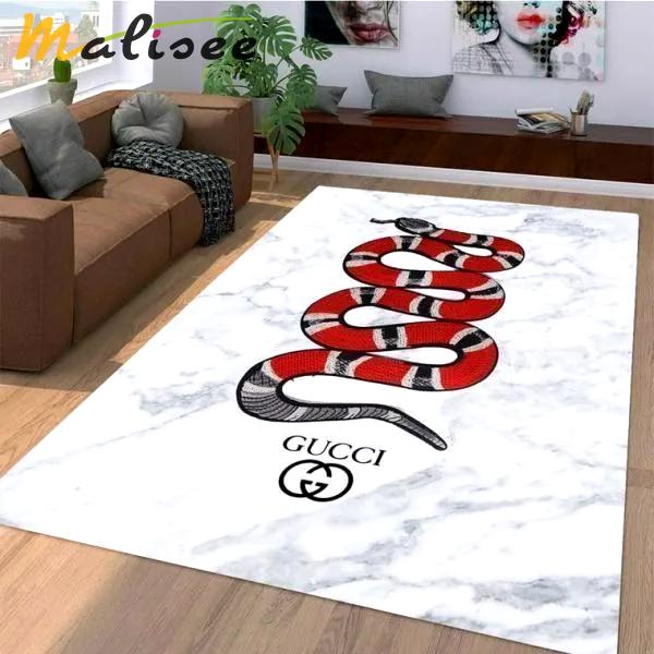 Gucci red snake logo type 336. Upgrade Your Living Room with Luxury Home Decor: Area Carpets, Floor Decor, Door Mats, and Hot Gift Items with style a High-End Fashion Brand Rectangle Rug