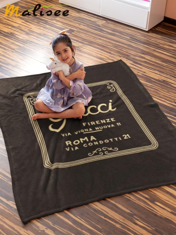 Gucci roma luxury brand hot logo premium blanket fleece home decor 190 Blanket Fleece