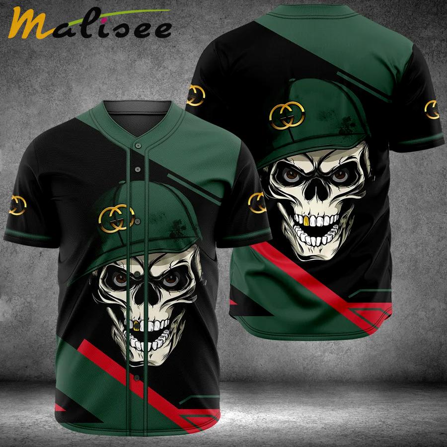 Gucci skull baseball jersey shirt luxury clothing clothes sport for men women hot 2023 Baseball Jersey Shirt