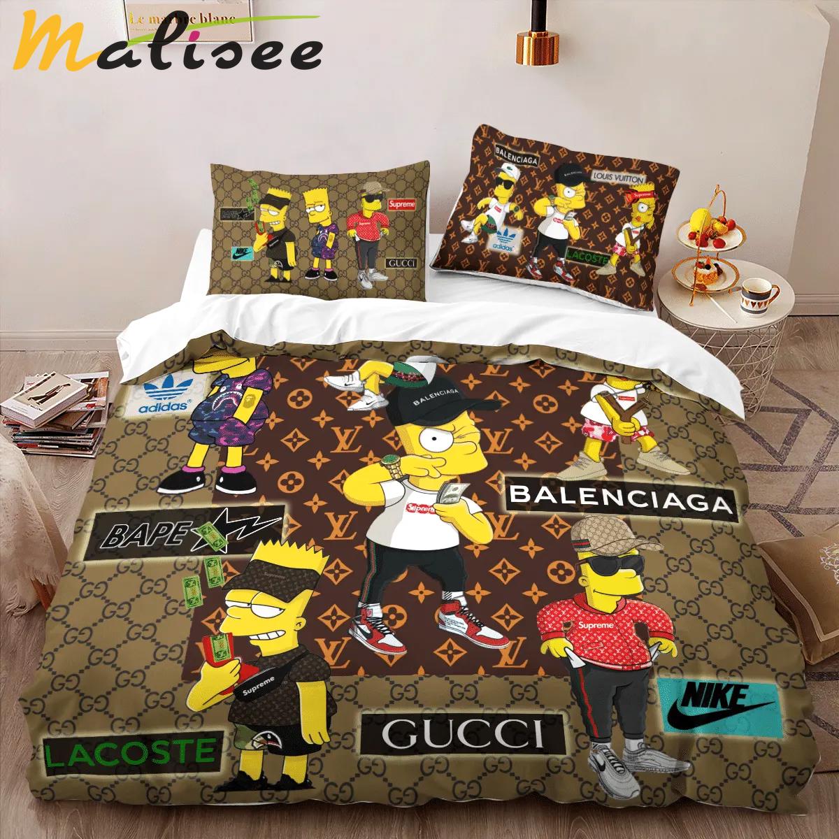 Gucci the simpsons logo type 1156 Bedding Sets sheets bedclothes luxury ideas bed linen premium fashion brand blankets hyperbeast Bedroom covers home decor bedspread duvet