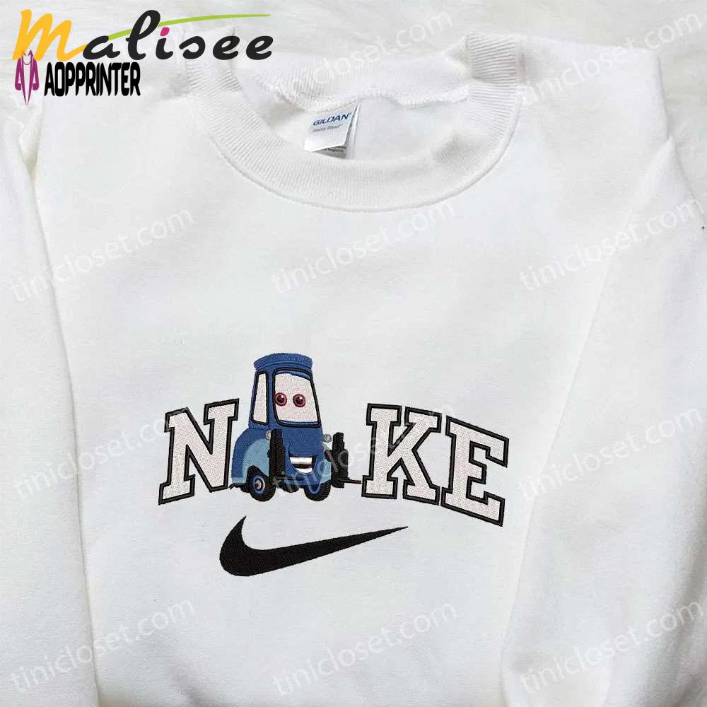 Guido x nike cartoon embroidered sweatshirt pixar cars & nike inspired shirt Embroidered Shirt