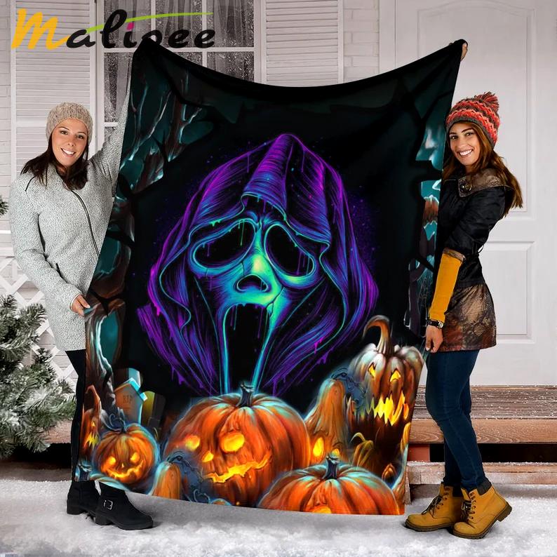 Halloween decorations halloween movies fan blanket, scary movies halloween blanket, spooky blanket, spooky vibes decor, pumpkin halloween, fleece mink sherpa Quilt Blanket