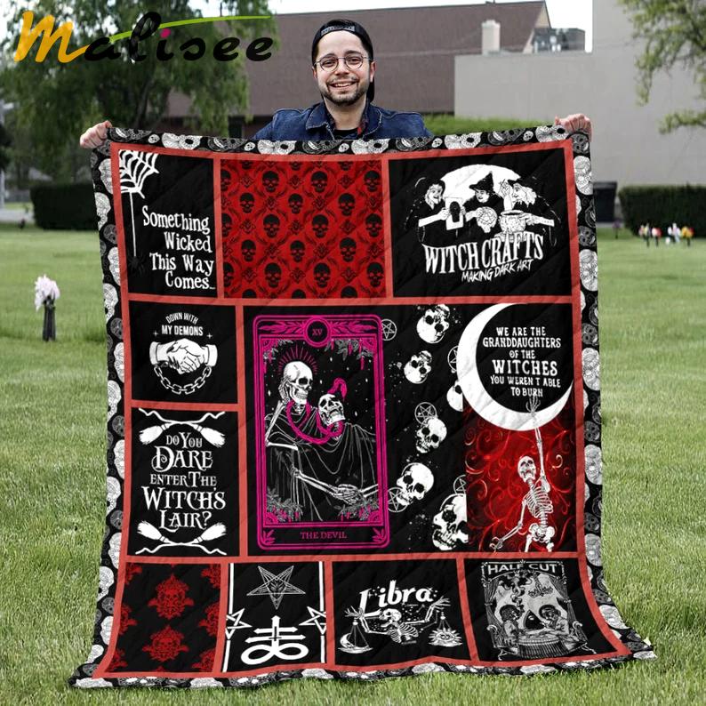 Halloween decorations halloween skull blanket - witch crafts making dark art quilt blanket - halloween gift ideas Quilt Blanket