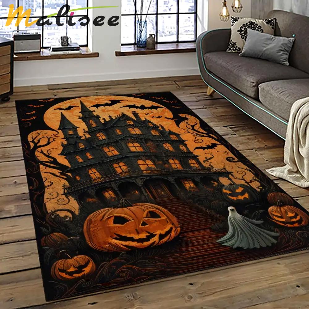 Halloween style pumpkin autumn retangle carpet area rug home decor halloween gift hal79 Rectangle Rug