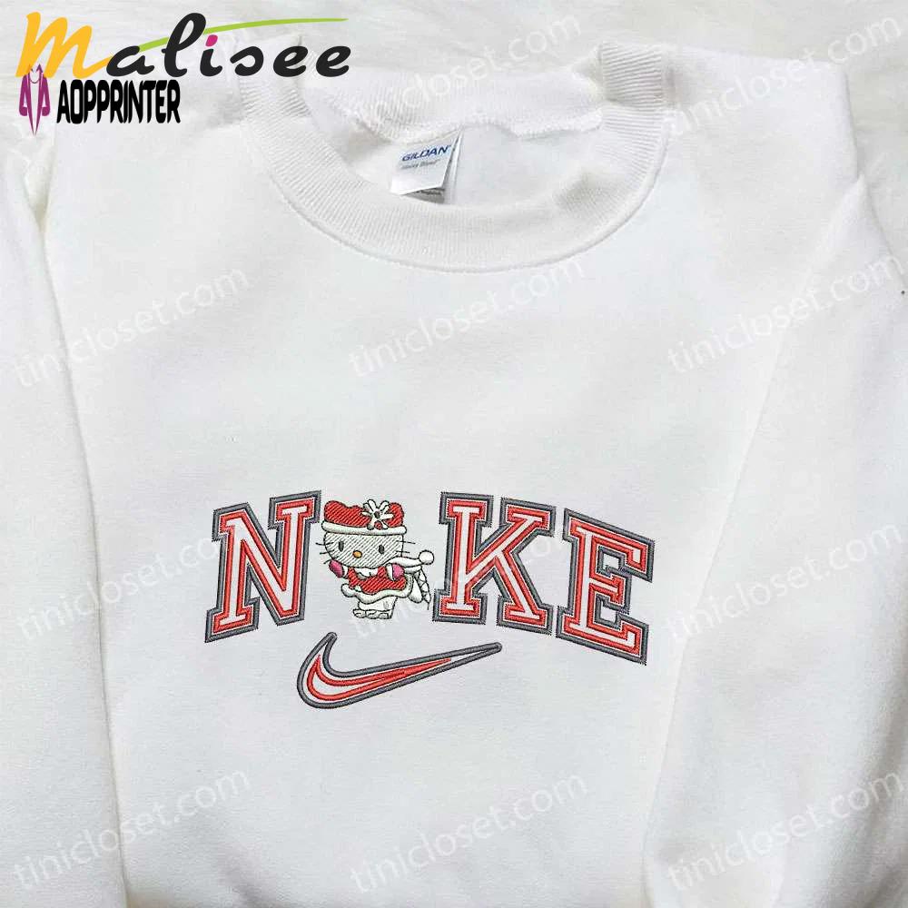 Hello kitty xmas x nike cartoon embroidered sweatshirt & shirt: stylish & trendy nike inspired designs Embroidered Shirt