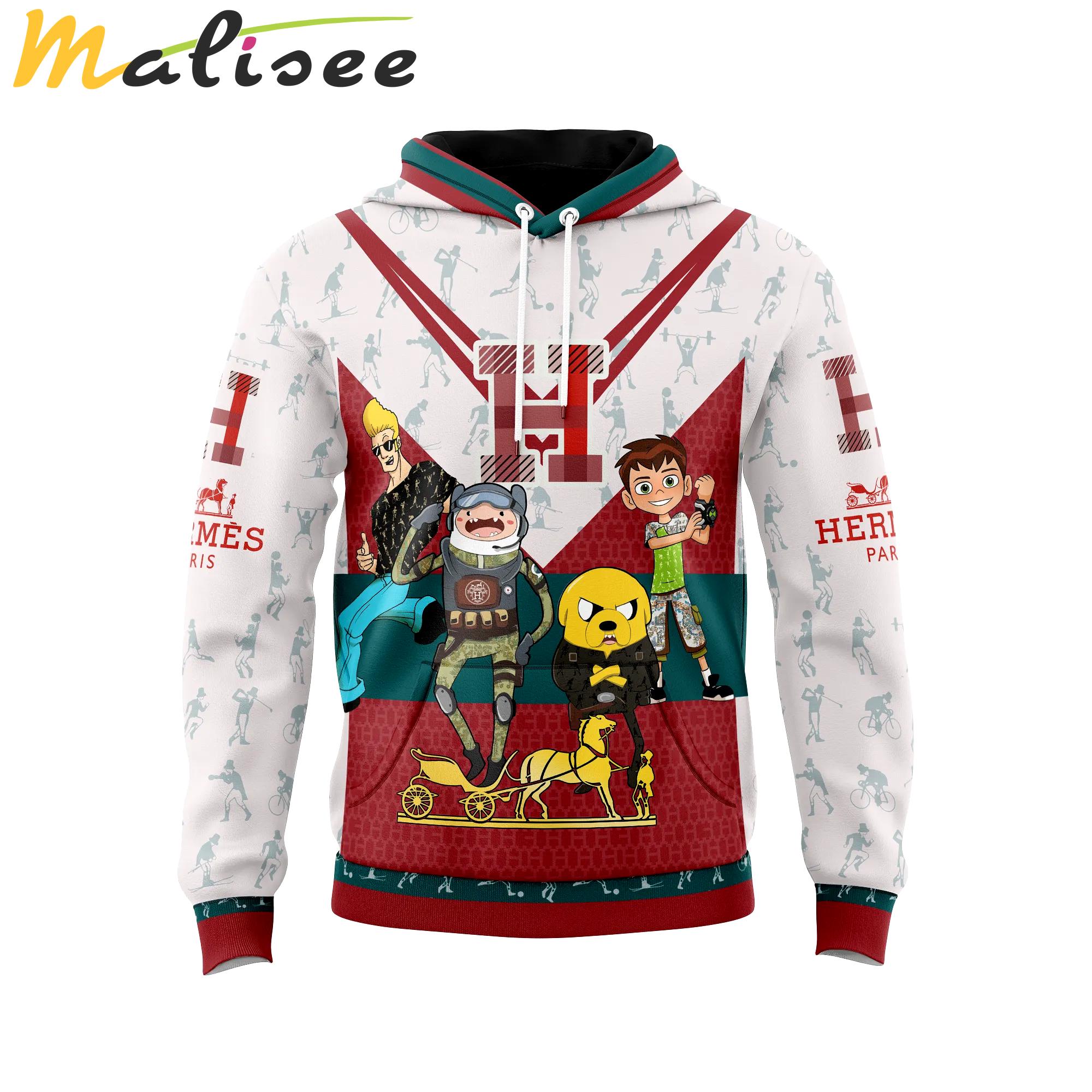 Hermes cartoon unisex hoodie outfit for men women luxury brand clothing special gift Hoodie 3D