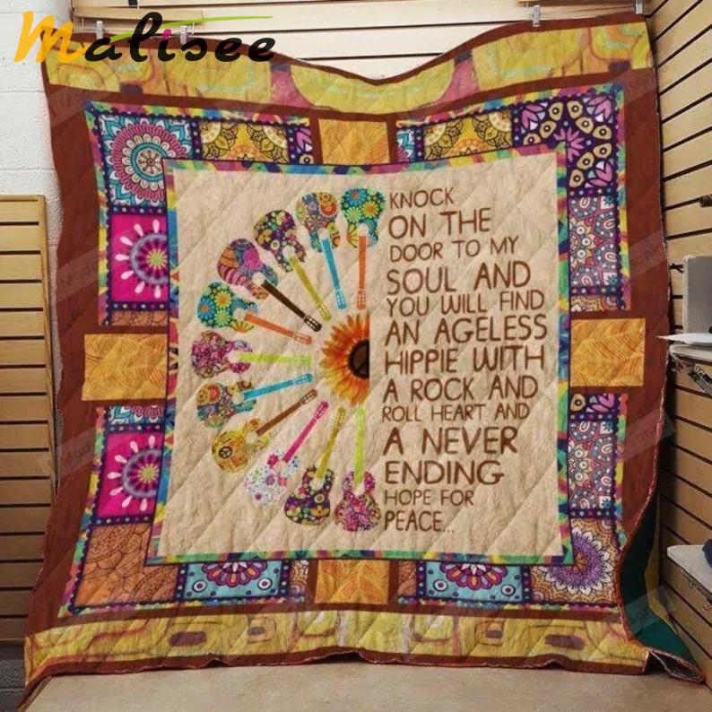 Hippie never ending knock on the door to my soul quilt blanket great customized blanket gifts for birthday christmas thanksgiving Quilt Blanket