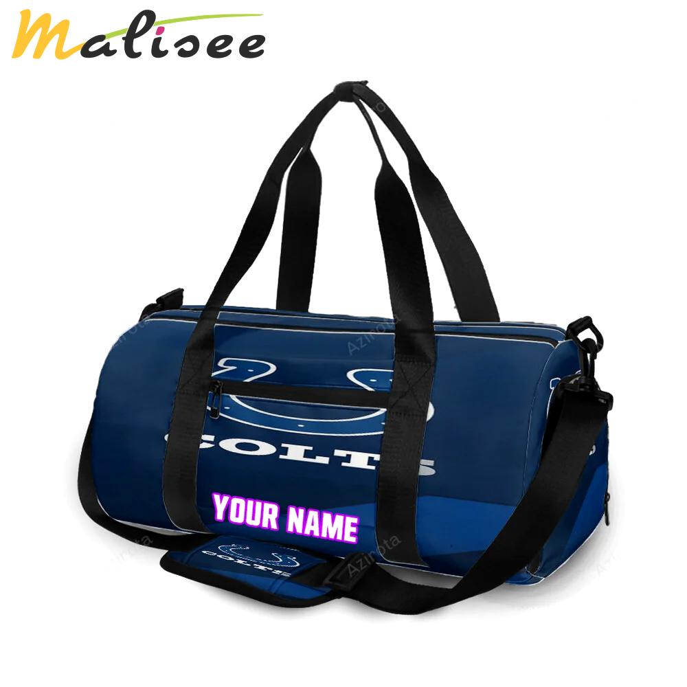 Indianapolis colts horseshoe navy personalized name travel bag gym bag 384 Travel Bag