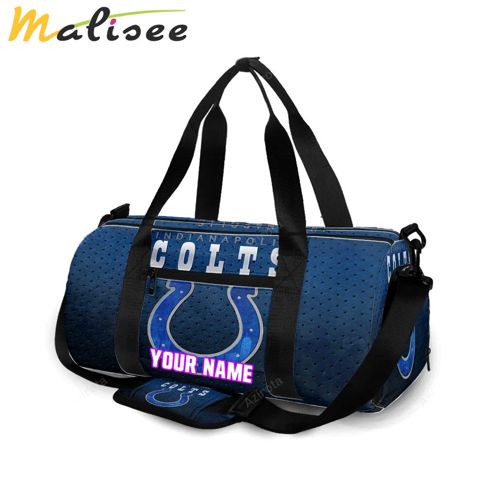 Indianapolis colts horseshoe polka dot navy personalized name travel bag gym bag 581 Travel Bag