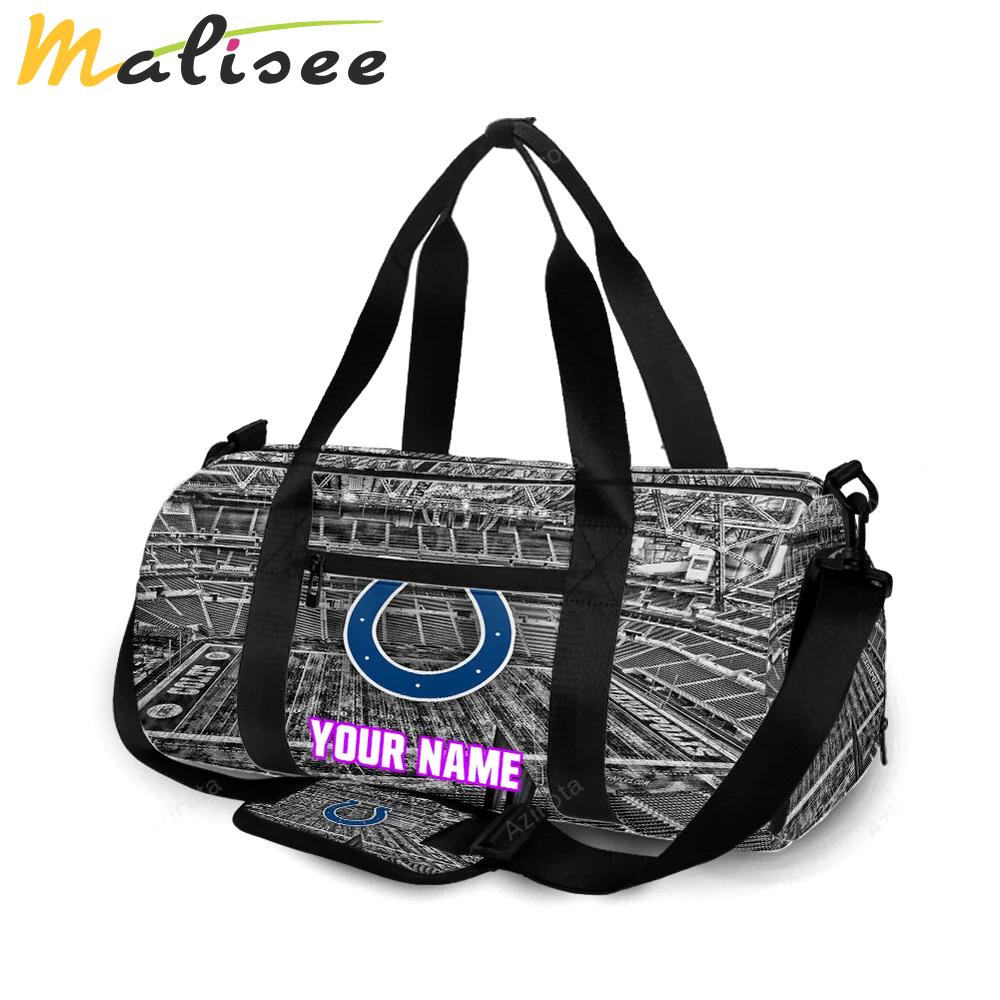 Indianapolis colts horseshoe stadium black white personalized name travel bag gym bag 34 Travel Bag
