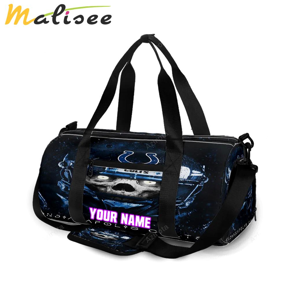 Indianapolis colts skull wearing helmet personalized name travel bag gym bag 1990 Travel Bag