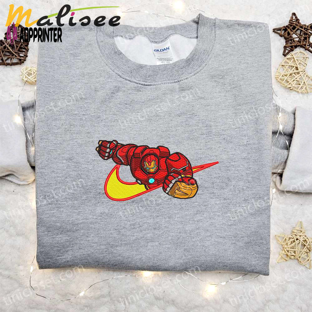 Iron man x nike swoosh movie embroidered sweatshirt – marvel universe & nike inspired shirt Embroidered Shirt