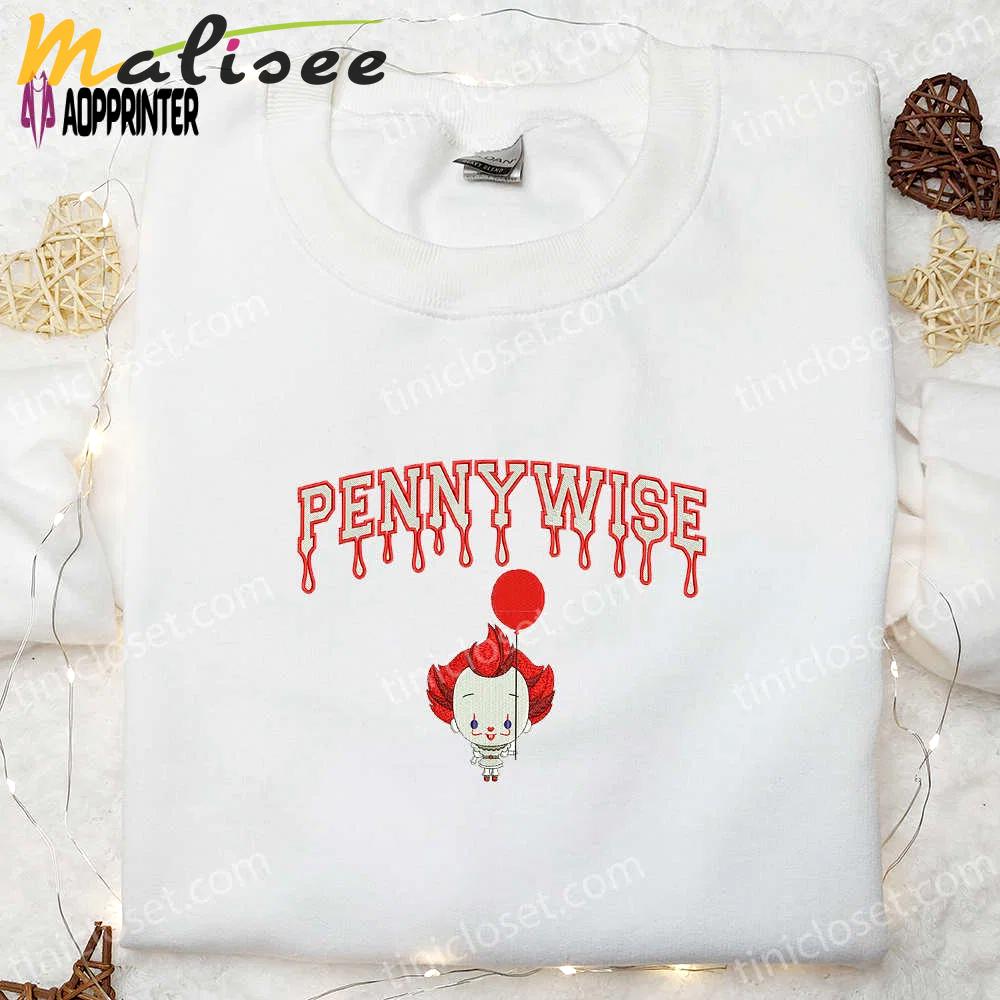 It pennywise balloon embroidered sweatshirt & hoodie: best halloween gifts for family Embroidered Shirt