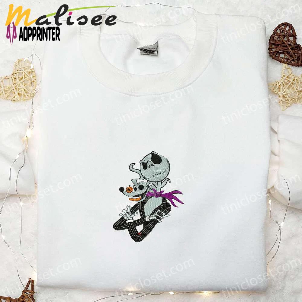 Jack skellington embroidered sweatshirt: nightmare before christmas hoodie – perfect halloween gift Embroidered Shirt