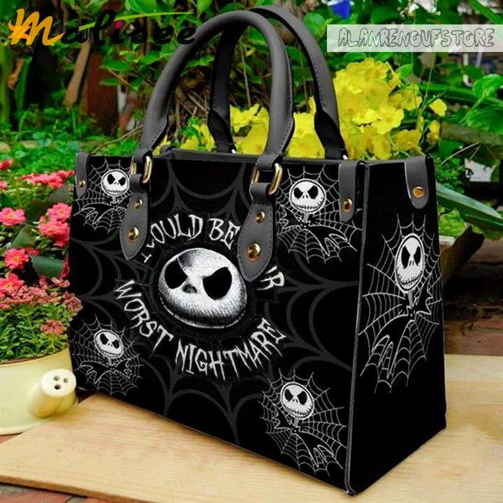 Jack skellington leather handbag for women gift 2457 Women Leather Hand Bag