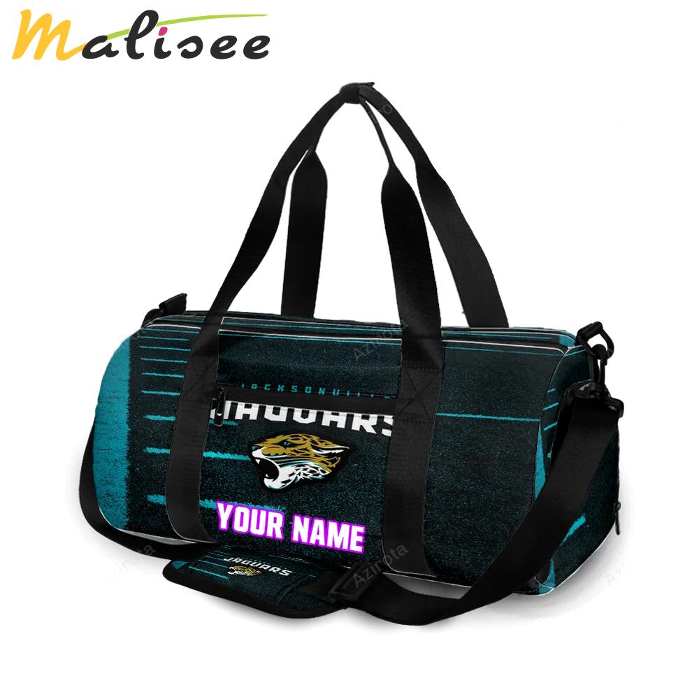 Jacksonville jaguars emblem grass field personalized name travel bag gym bag 1083 Travel Bag