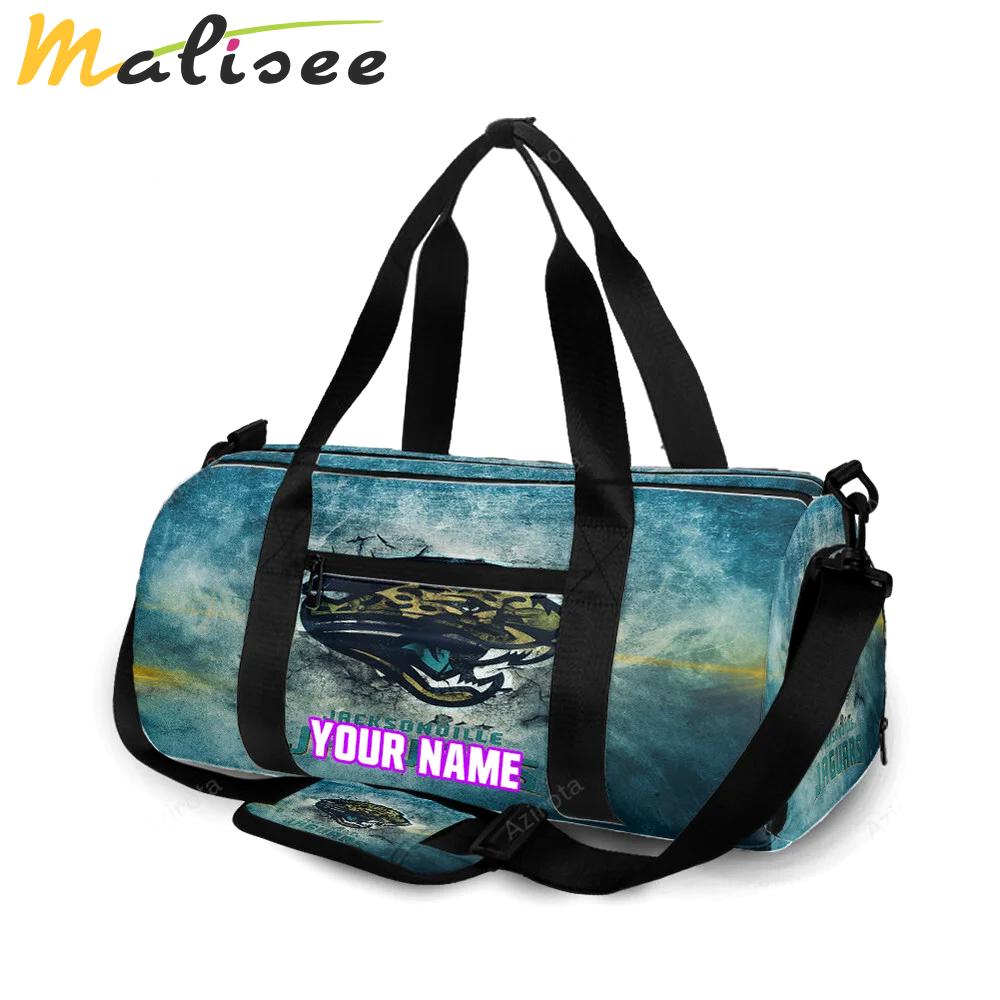 Jacksonville jaguars emblem vintage texture personalized name travel bag gym bag 254 Travel Bag