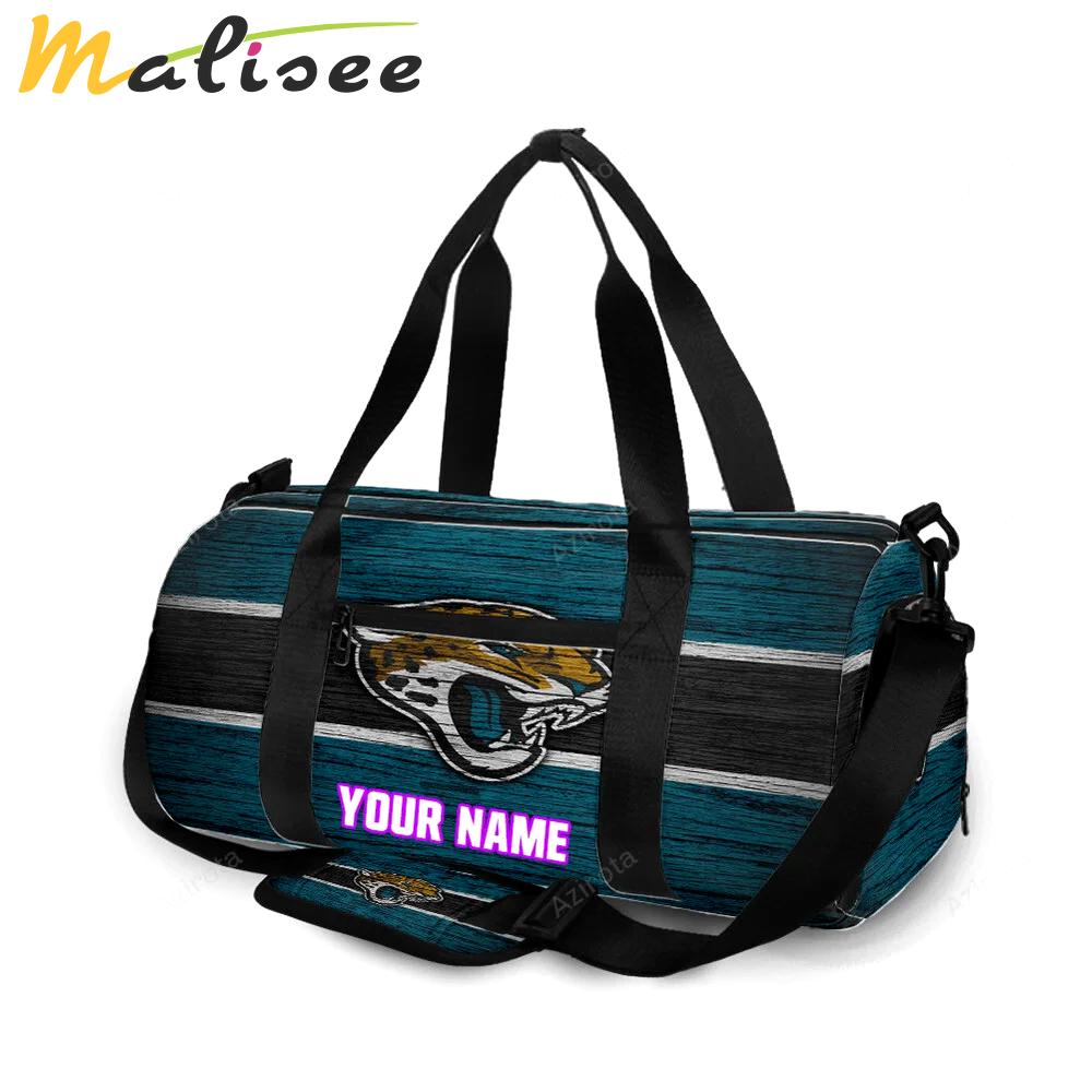 Jacksonville jaguars emblem wooden texture personalized name travel bag gym bag 1115 Travel Bag