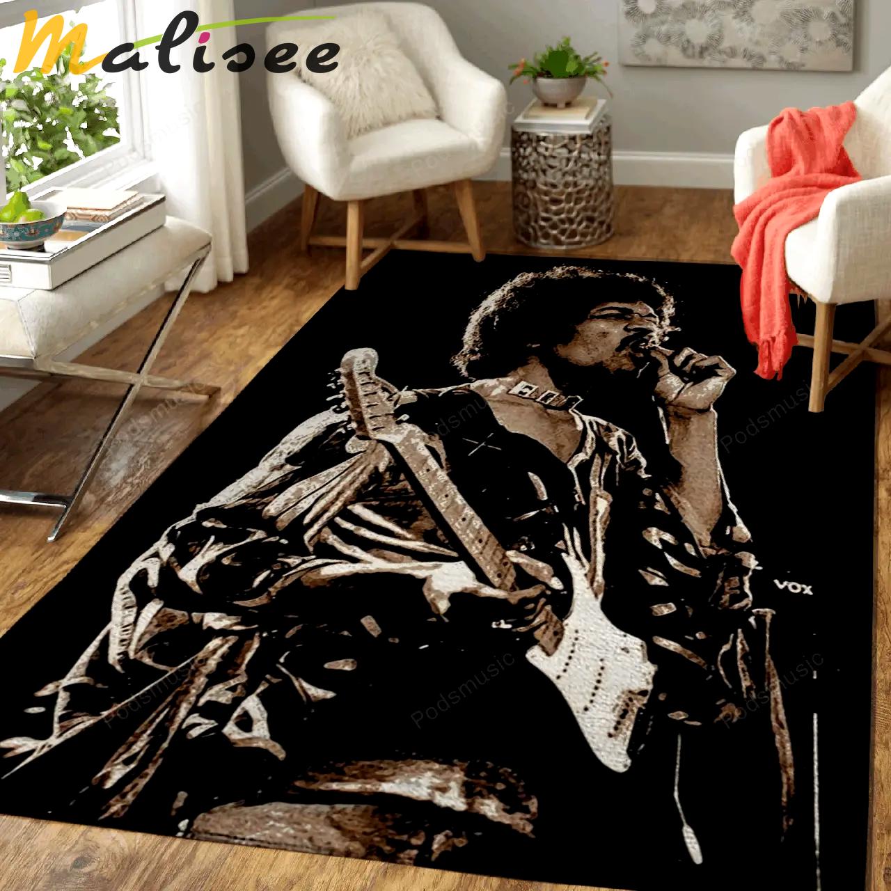 Jimi hendrix show stylw music legend art for fans area rug living room carpet rug regtangle carpet floor decor home decor Rectangle Rug
