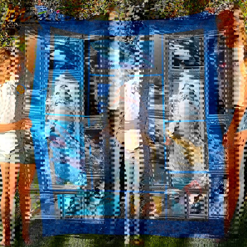 Just a girl who loves shark fleece blanket, mink sherpa blanket, shark blanket, baby shark blanket, shark lovers gift Quilt Blanket