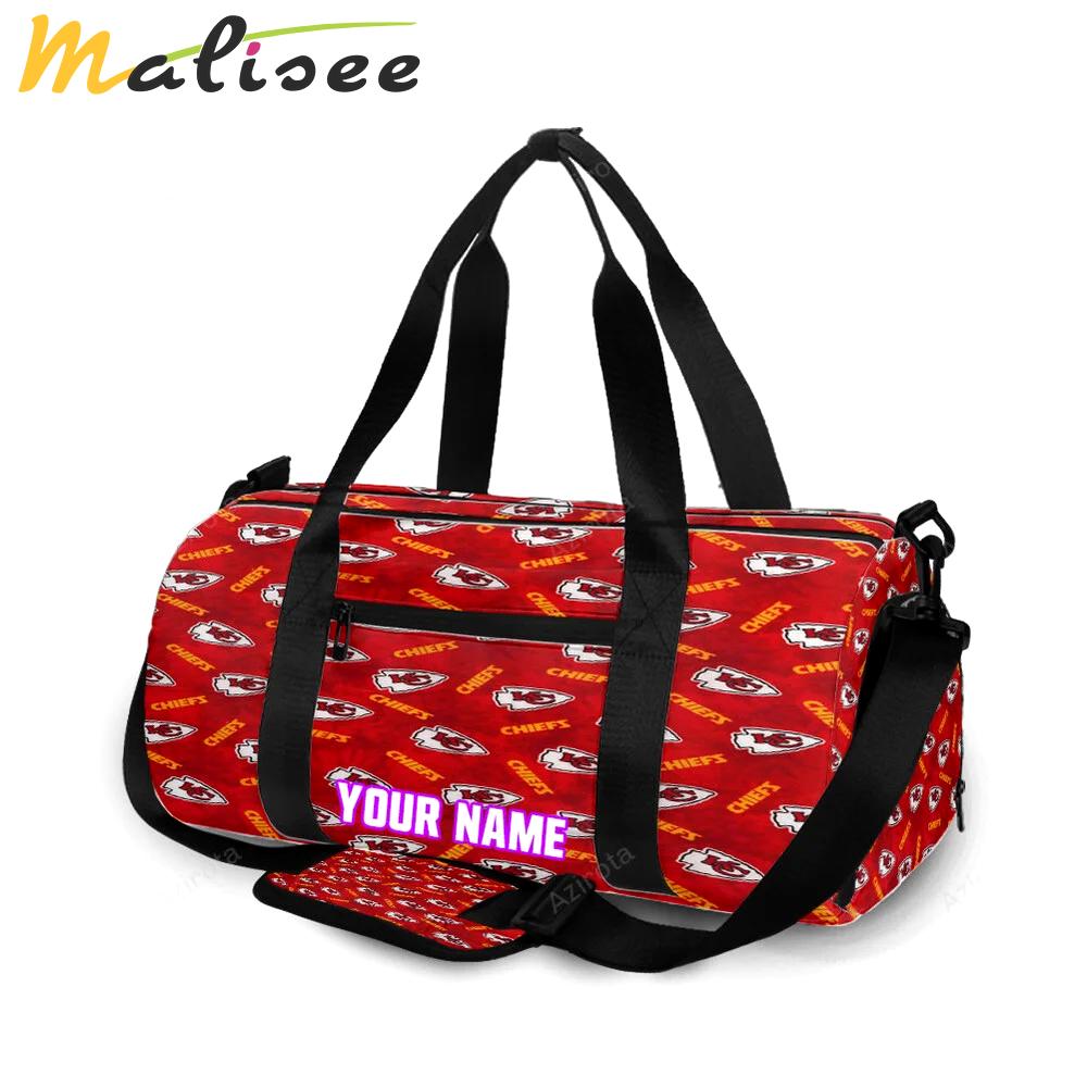Kansas city chiefs emblem v11 personalized name travel bag gym bag 1495 Travel Bag