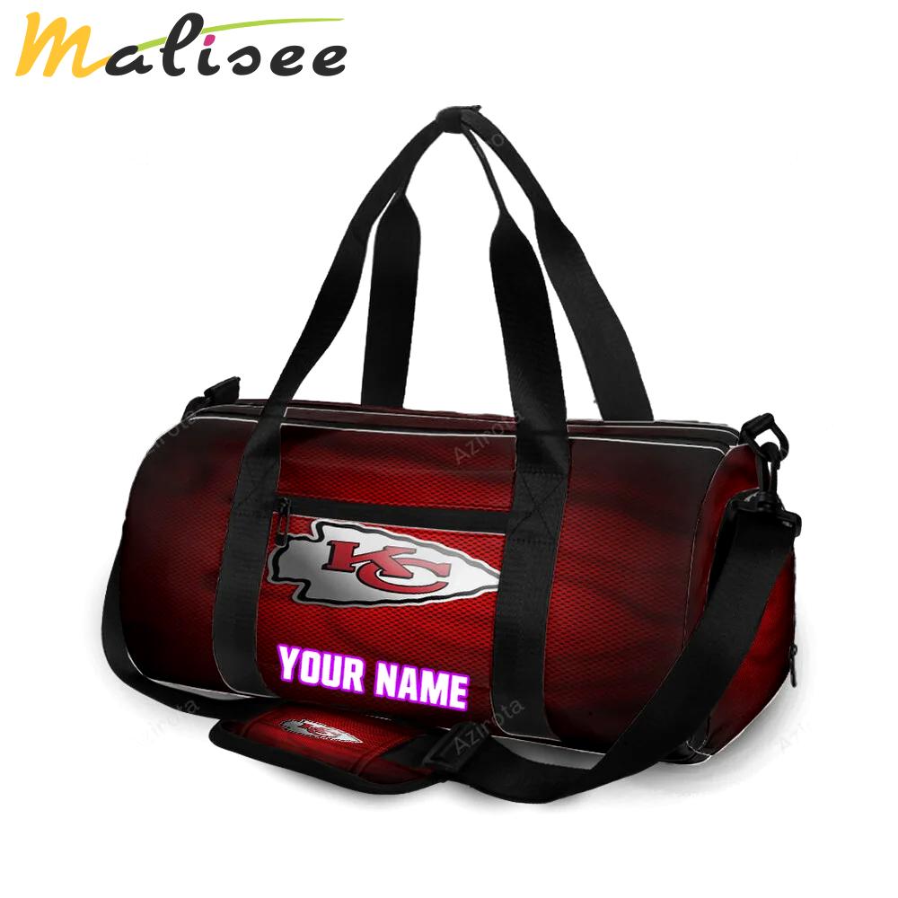 Kansas city chiefs emblem v5 personalized name travel bag gym bag 1430 Travel Bag