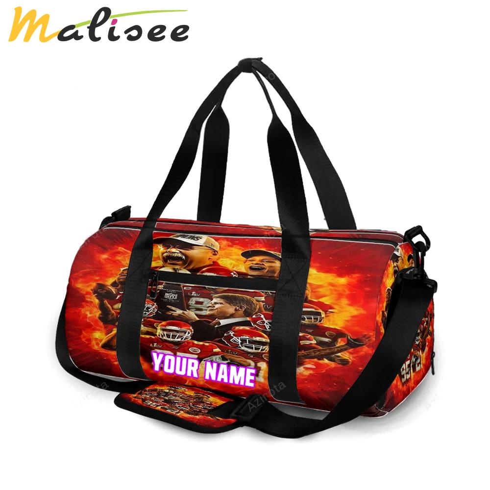 Kansas city chiefs fire team personalized name travel bag gym bag 1090 Travel Bag