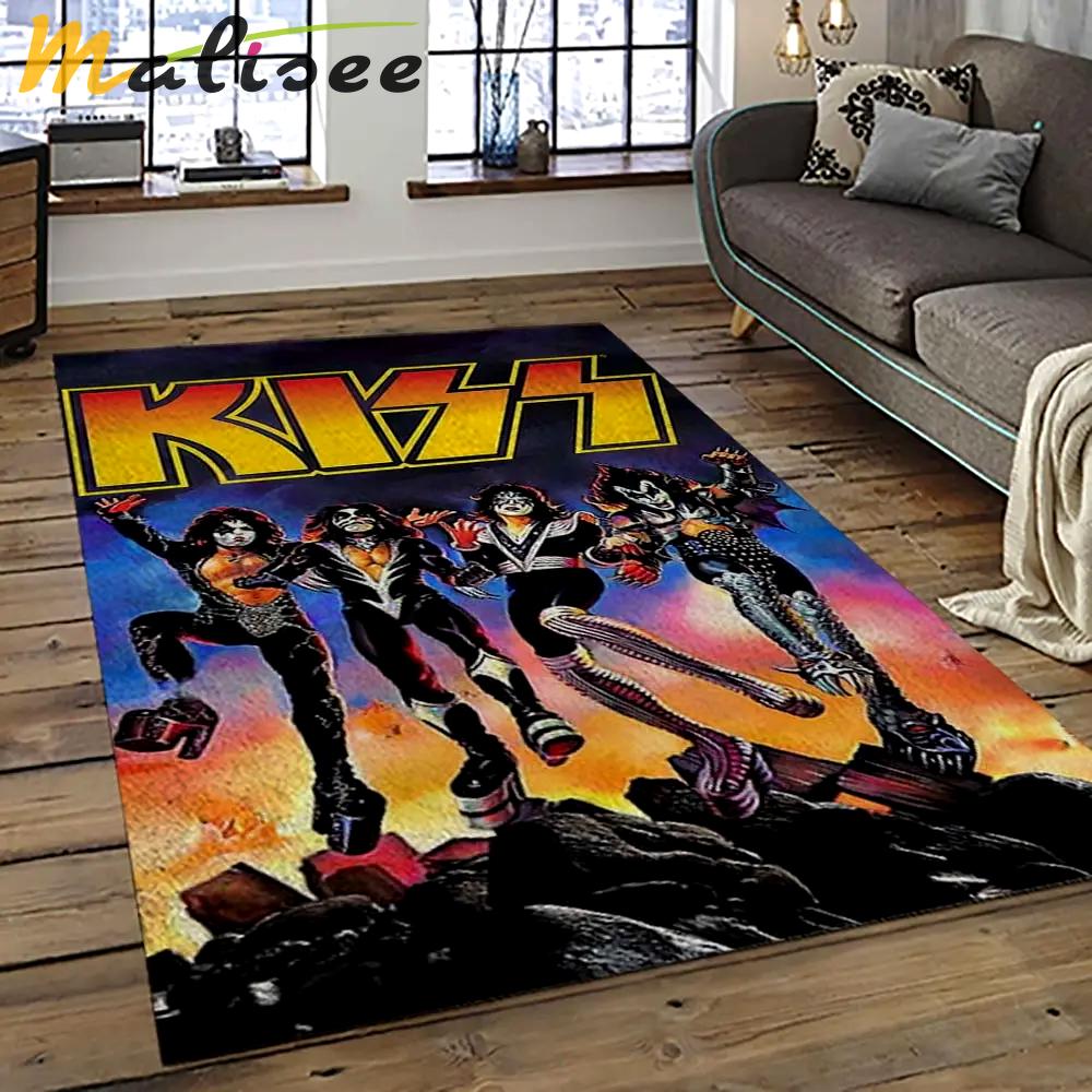 Kiss rock band music retangle carpet area rug home decor best gift for fan and friends as75 Rectangle Rug