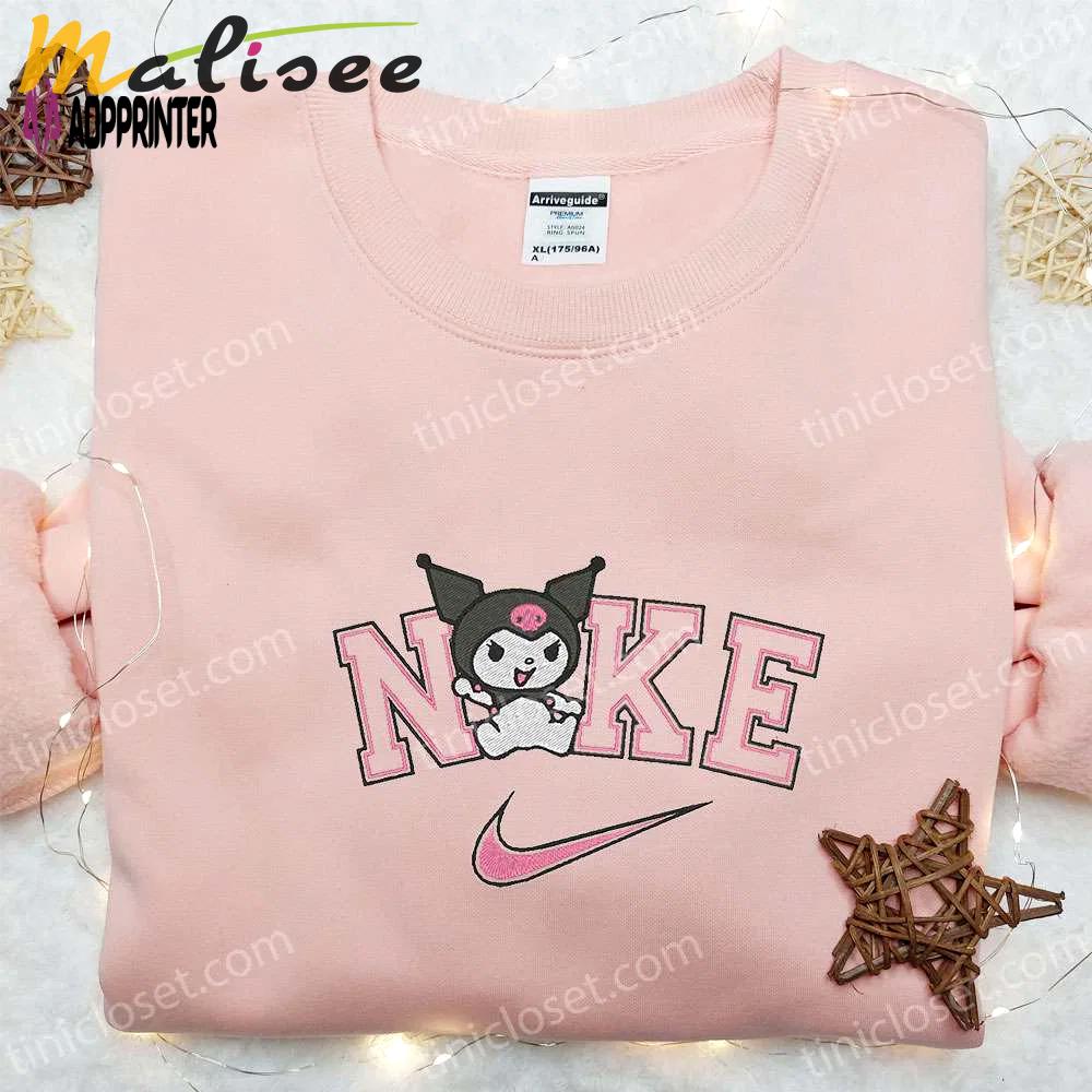 Kuromi x nike embroidered cartoon shirt: best nike inspired gift for family Embroidered Shirt