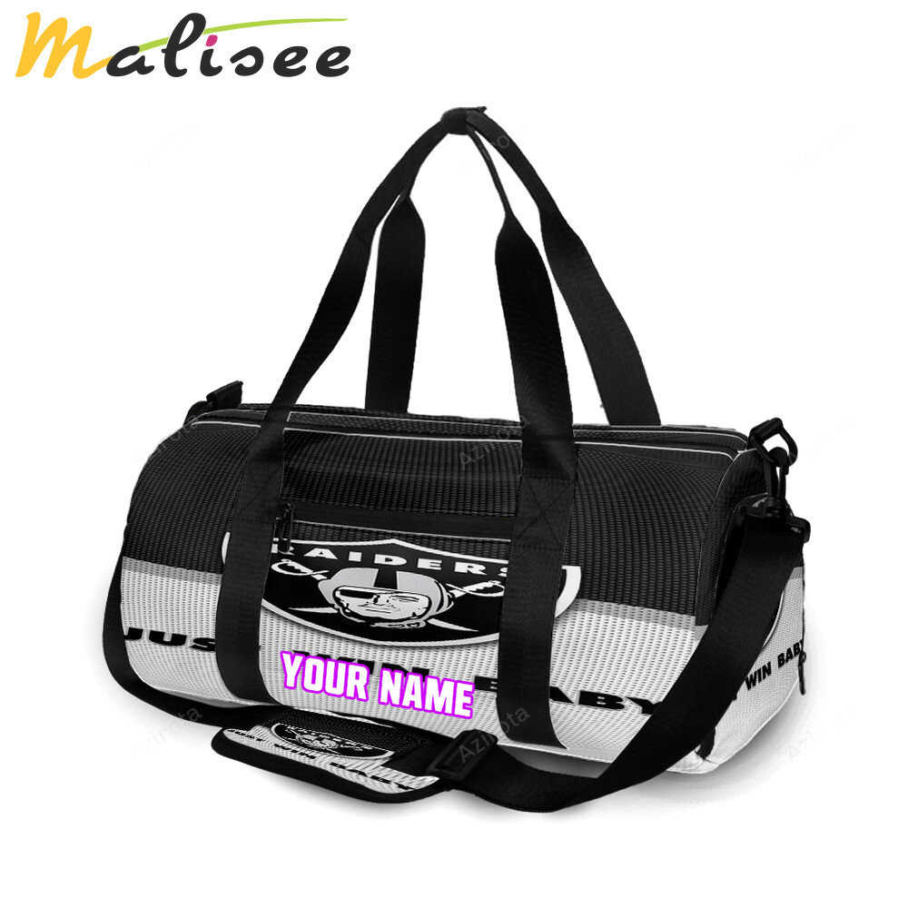 Las vegas raiders just win baby personalized name travel bag gym bag 317 Travel Bag