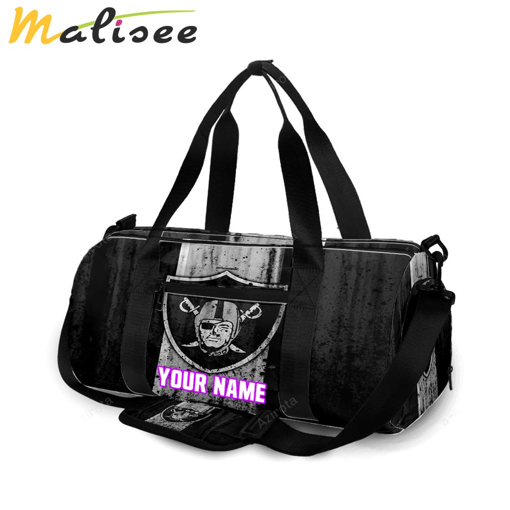 Las vegas raiders logo art grunge personalized name travel bag gym bag 374 Travel Bag