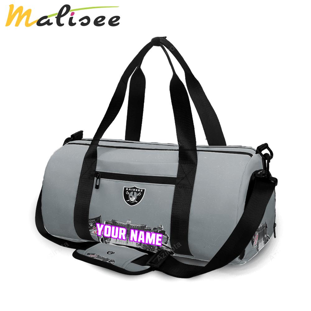 Las vegas raiders logo art player personalized name travel bag gym bag 847 Travel Bag