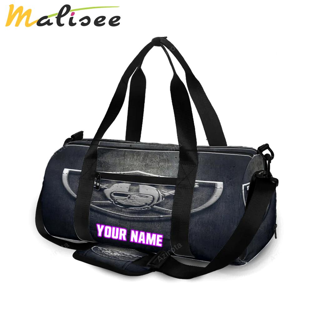 Las vegas raiders logo art texture3 personalized name travel bag gym bag 440 Travel Bag