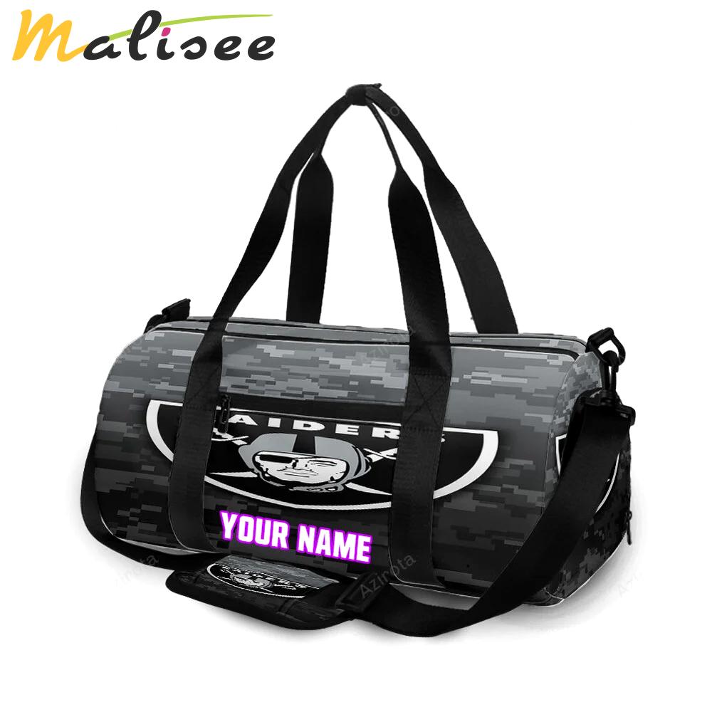 Las vegas raiders logo pattern camo personalized name travel bag gym bag 2086 Travel Bag