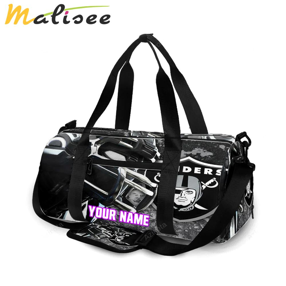 Las vegas raiders logo player art personalized name travel bag gym bag 770 Travel Bag