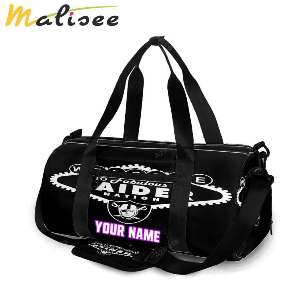 Las vegas raiders welcome to fabulous nation personalized name travel bag gym bag 397 Travel Bag