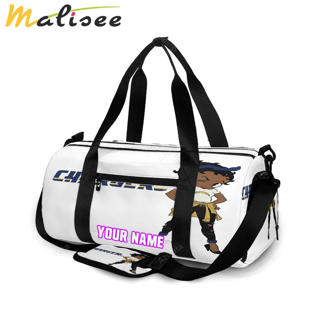 Los angeles chargers betty boop v42 personalized name travel bag gym bag 812 Travel Bag
