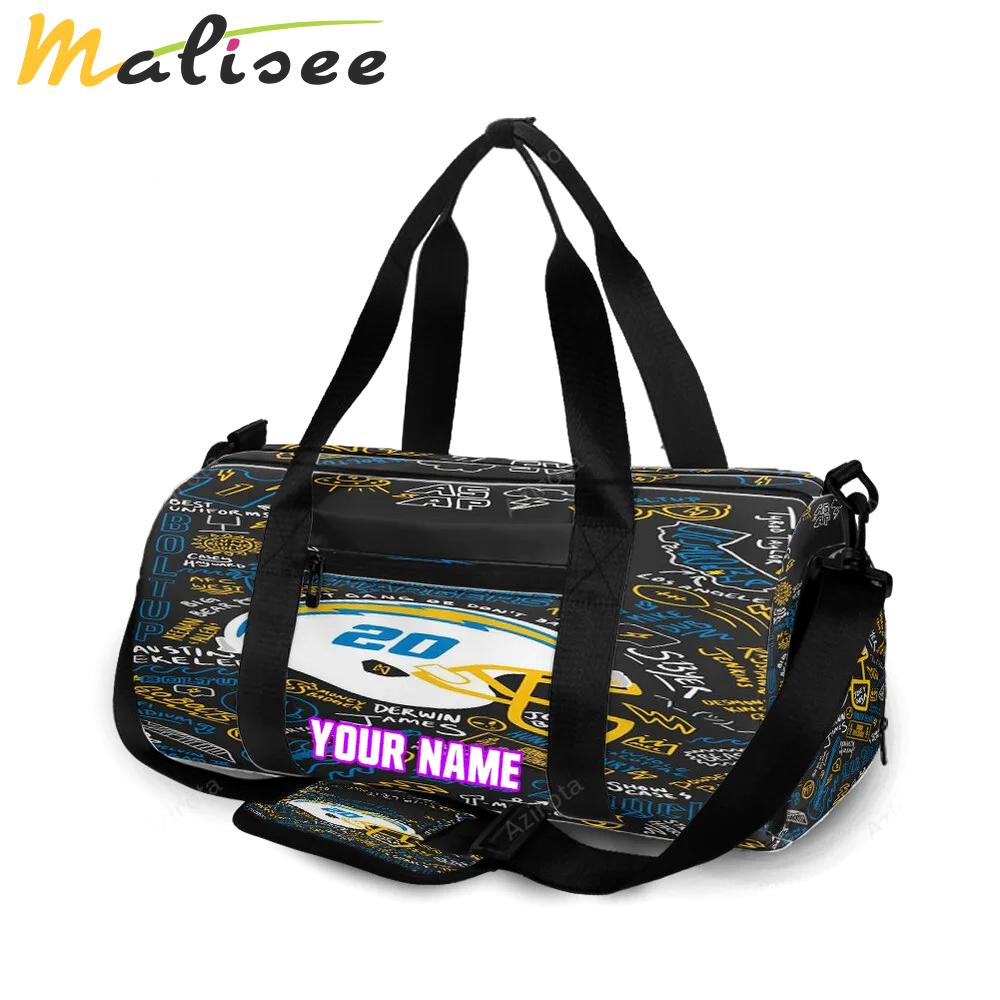 Los angeles chargers helmet text personalized name travel bag gym bag 2116 Travel Bag