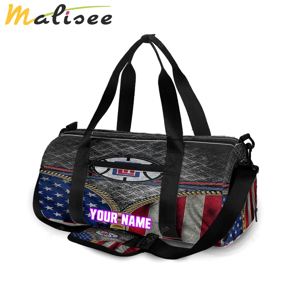 Los angeles clippers metal flag personalized name travel bag gym bag 387 Travel Bag