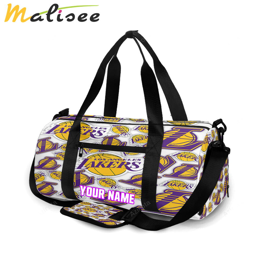 Los angeles lakers emblem v4 personalized name travel bag gym bag 950 Travel Bag