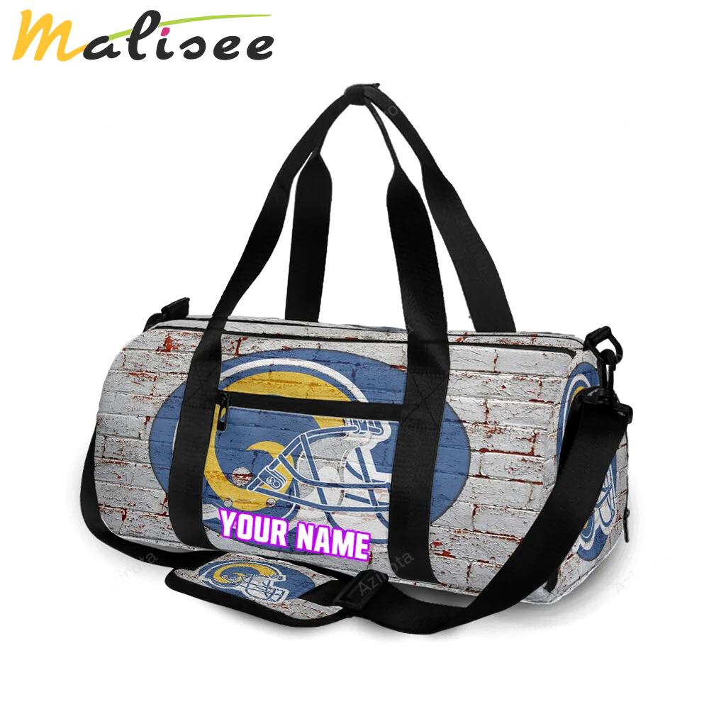 Los angeles rams helmet brick wall personalized name travel bag gym bag 392 Travel Bag