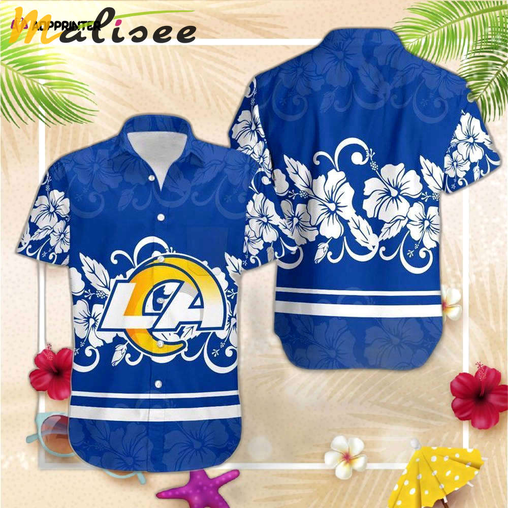 Los angeles rams hibiscus flowers hawaii shirt and shorts summer colle Hawaii Shirt