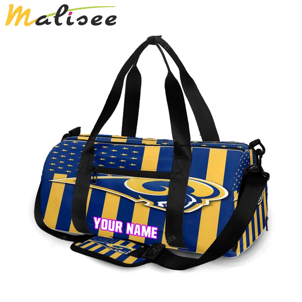 Los angeles rams yellow blue flag personalized name travel bag gym bag 1953 Travel Bag