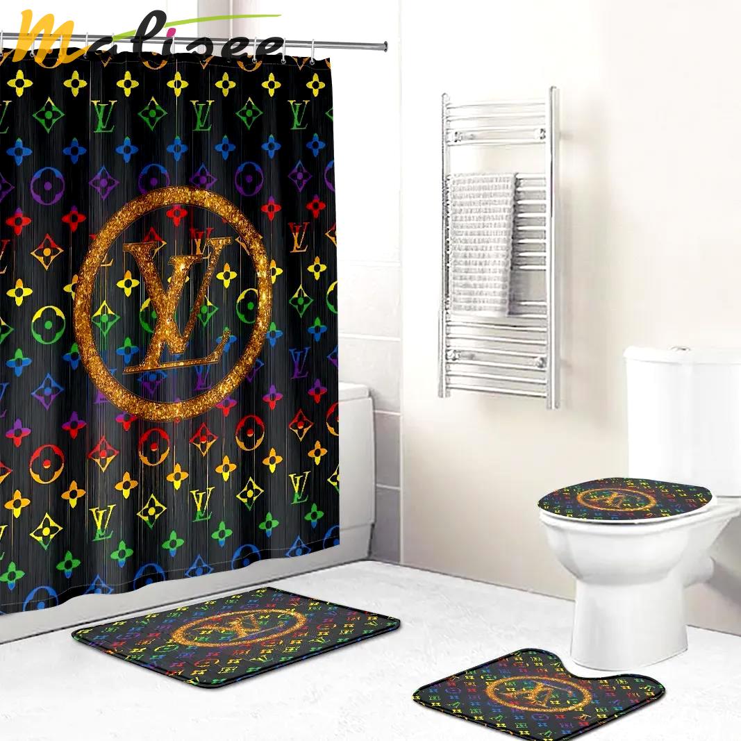 louis vitton rainbow colors full bathroom sets luxury fashion brand hypebeast bath mat home decor Bathroom Set