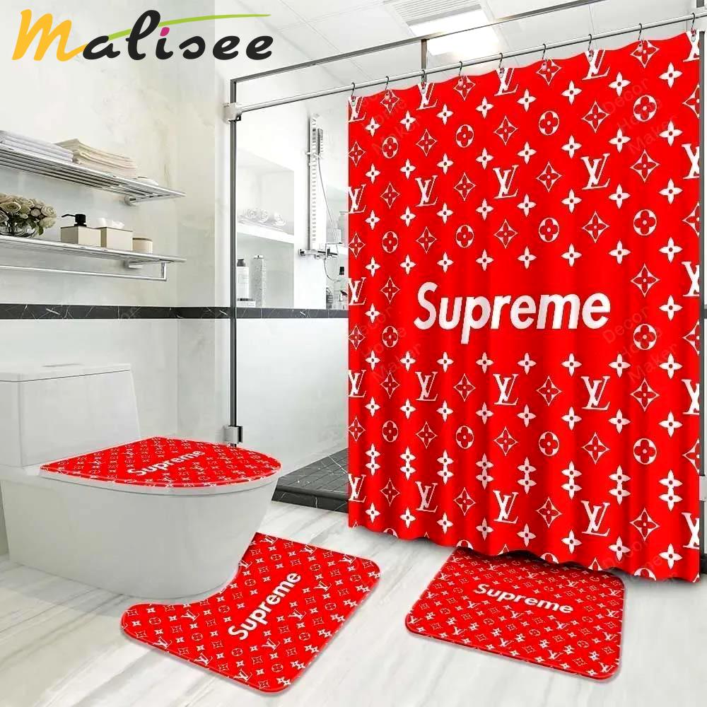 Louis vuitton bathroom set luxury fashion brand home decor bath mat hypebeast Bathroom Set