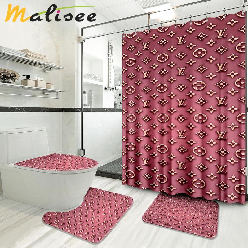 Louis vuitton bathroom set luxury shower curtain waterproof luxury brand hot 2023 40 Bathroom Accessory Sets